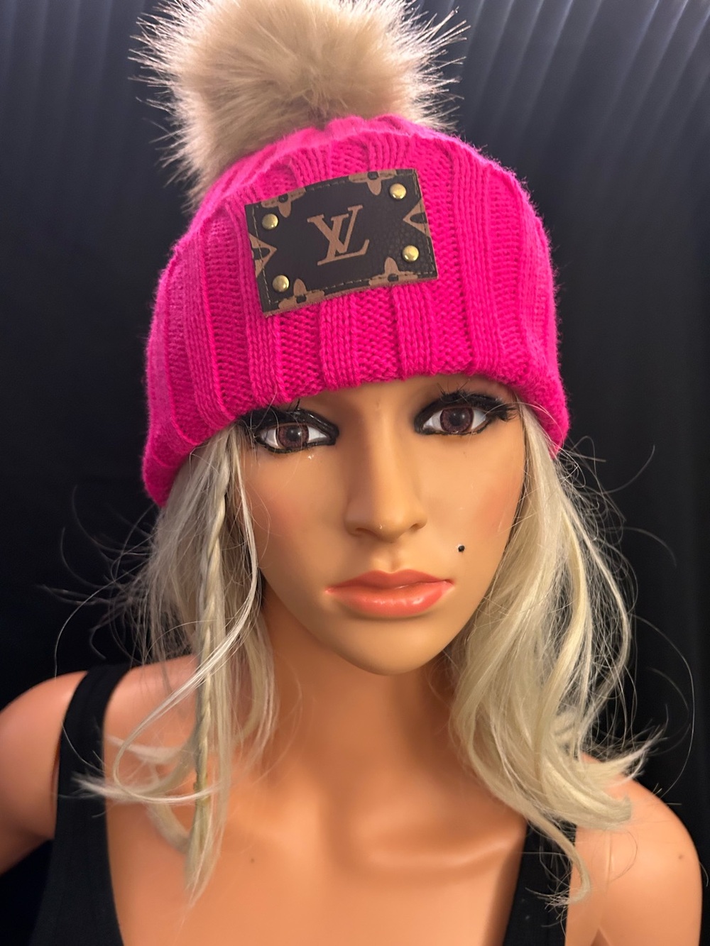 Upcyled Louis Patch Pom Pom Beanie - Picture 9 of 16